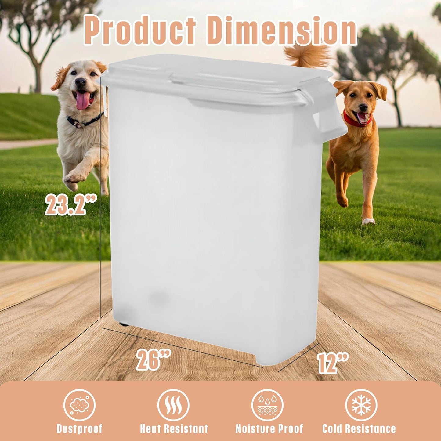 Buddeez Pet Food Storage Dispensers Plastic 4 Gallon - Airtight Flip Top for Freshness - Dry Dog Food, Cat Food or Bird Seed Plastic Containers (Set of 2)