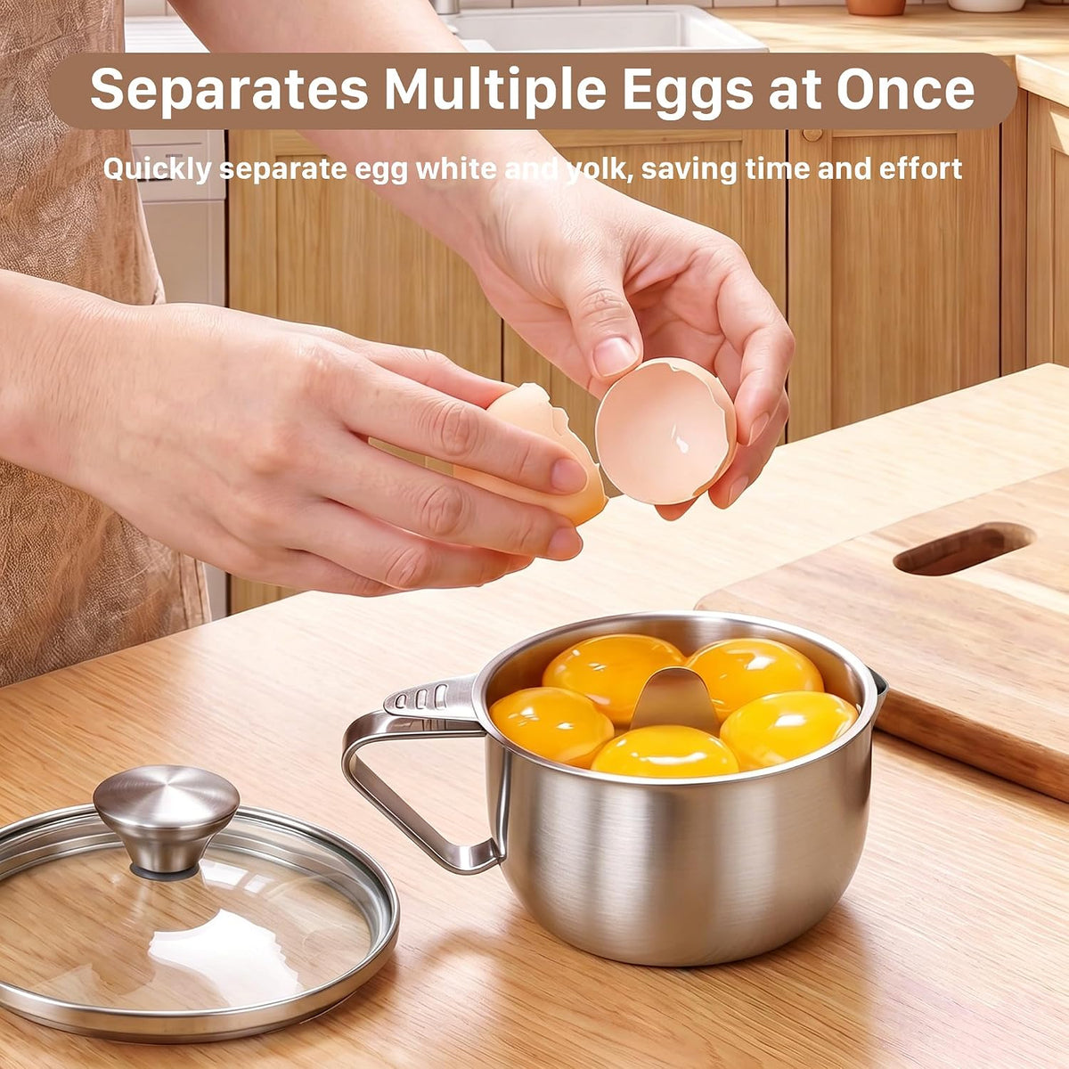 2 in 1 Egg White Separator with Bowl and Lid, Separate Multiple Egg at Once