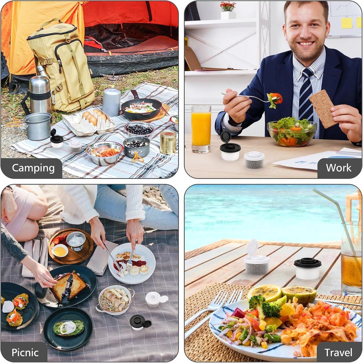 Accmor Salt and Pepper Shakers, Mini Salt Shaker to go Moisture Proof Salt Pepper Shakers Spice Container Dispenser for Camping Picnic Lunch Boxes Travel Kitchen