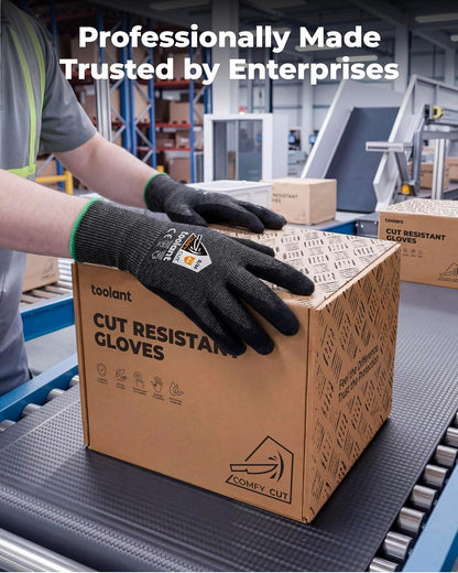 toolant ComfyCut A4 Cut Resistant Work Gloves, 1 Pair, Dark Gray, Large
