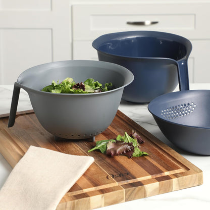 Oster Bluemarine 3 Piece PP Stackable Space-Saving Colander and Mixing Bowl Set