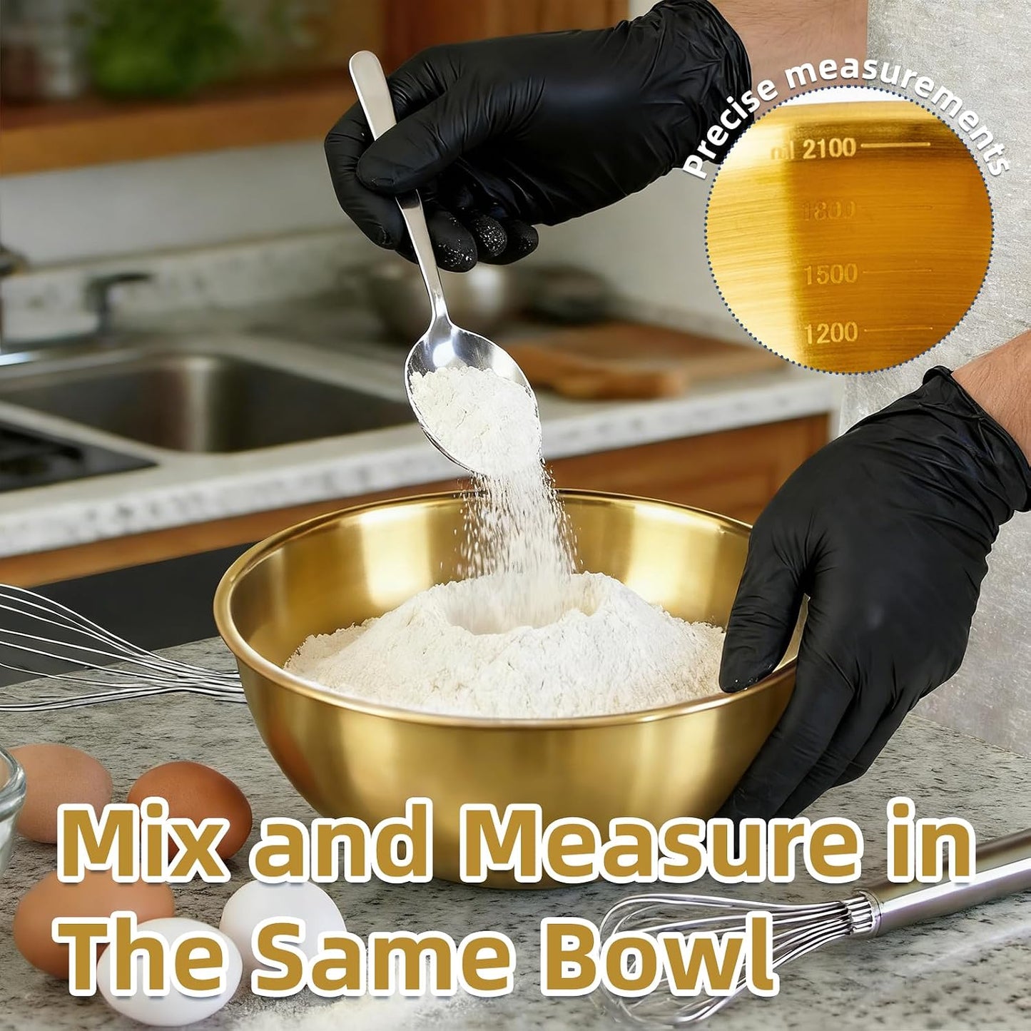 3-Piece Stainless Steel Mixing Bowls (7.1") Metal Bowl Set with Measurement Marks, Dishwasher Safe & Stackable - Perfect for Baking, Salad Making, Meal Prep and Kitchen Use