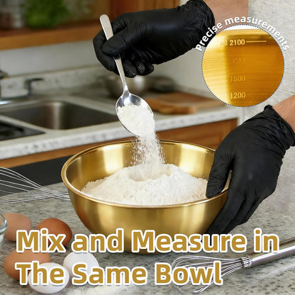 3-Piece Stainless Steel Mixing Bowls (7.1") Metal Bowl Set with Measurement Marks, Dishwasher Safe & Stackable - Perfect for Baking, Salad Making, Meal Prep and Kitchen Use