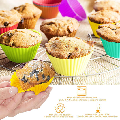 6 pack Silicone Baking Cups, Reusable Muffin Liners Non-Stick Cup, Cake Molds Set,Cupcake Silicone Liner Cupcake Holder,Bpa Free (navy blue)