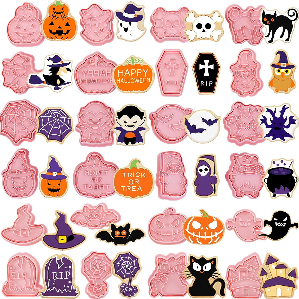 24 Pieces Christmas Cookie Stamps Gingerbread Cookie Cutters Xmas Embossing Santa Claus Elk Snowman Shapes 3D Plastic Cookie Molds for Baking Holiday Party Supplies