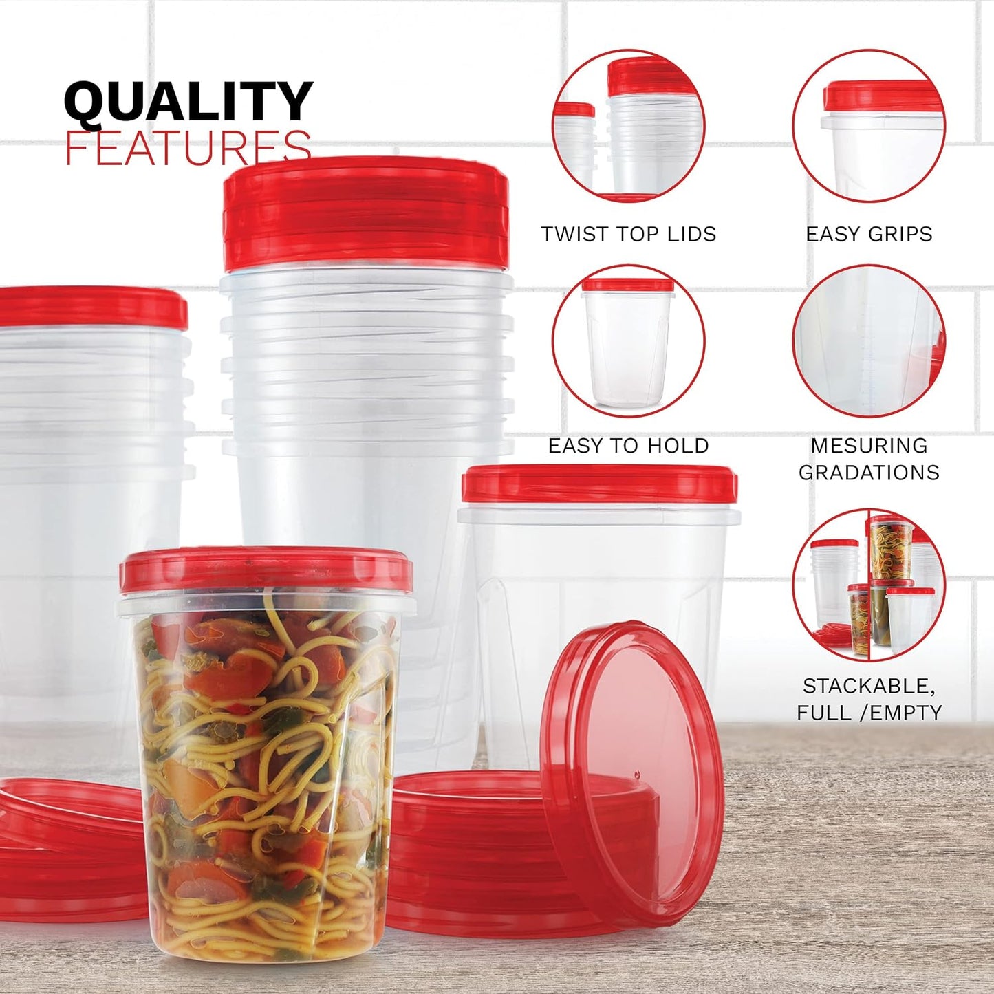 Tafura 10 Pack Leakproof Freezer Containers for Food with Twist Top Lids - 32 Oz BPA Free Reusable Plastic Soup Containers with Screw On Lids - Ideal for Meal Prep, Leftovers & Pantry Organization