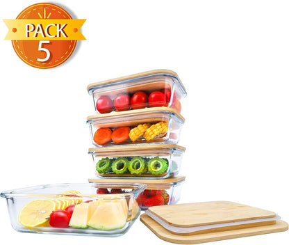 BlueHills Premium Glass Meal Prep Lunch Containers with Snap Green Lock Lids Glass Food Containers BPA-Free Oven Freezer Dishwasher Safe 5 pack set 10 pieces 36 Oz 4.5 cups (G002 Two Compartments)