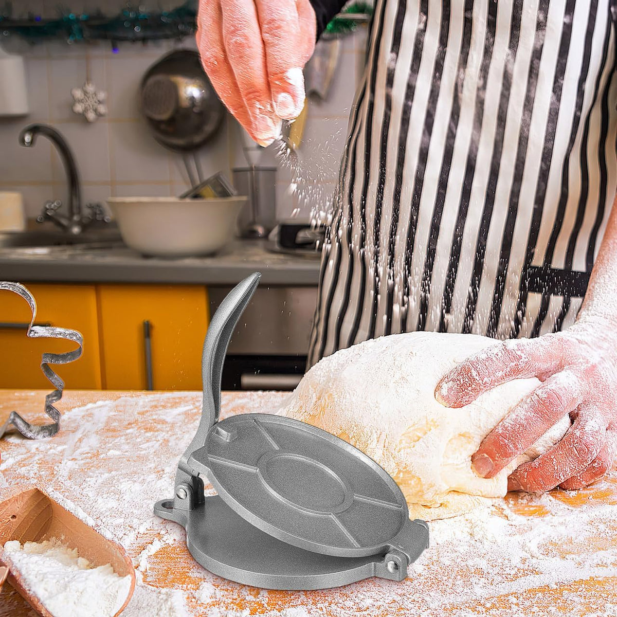 IMIKEYA 6 Inch Tortilla Press, Non-Stick Tortilla Maker for Pizza Dough and Quesadillas, Aluminum Alloy Quesadilla Maker Press for Homemade Pie and Flat Food