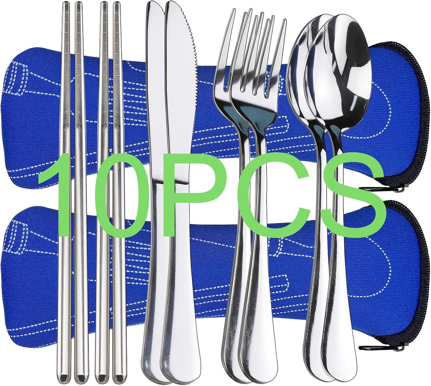 Portable Silverware Set with Case, Lengnoyp Travel Camping Utensils Set, Premium Stainless Steel Travel Cutlery Set