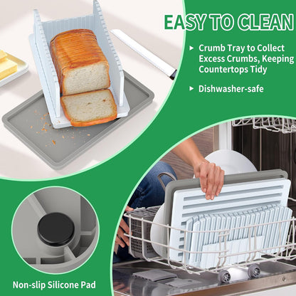 CAWIU Bread Slicer for Homemade Bread, Adjustable Width Bread Slicing Guide