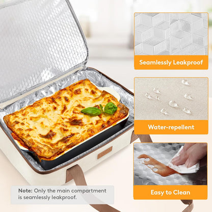 LUNCIA Insulated Single Decker Casserole Carrier, Lasagna Lugger Tote Keeps Food Hot or Cold, Thermal Lunch Bag for Potluck Parties, Picnic and Cookouts, Fits 9" x 13" Baking Dish, Black