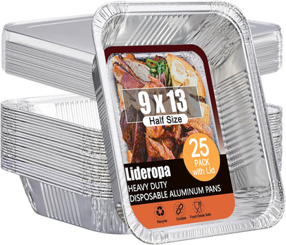 Aluminum Pans with Clear Lids 9x13-10 Pack Aluminum Foil Pans, Heavy Duty Disposable Pans for Cooking, Baking, Meal Prep, Parties & Food Storage