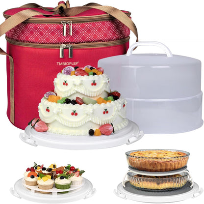 12 Inch Cake carrier Container with Lid and Handles Includes Insulated Bag for Safe Transportation of Buttercream Doesn't Melt Easy for Cakes, Pies and Cupcakes (Grey)