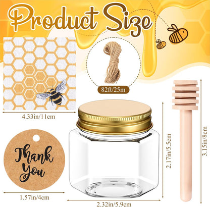 Funnymoom 2.5 oz Mini Honey Jars with Wooden Dippers, Classic
