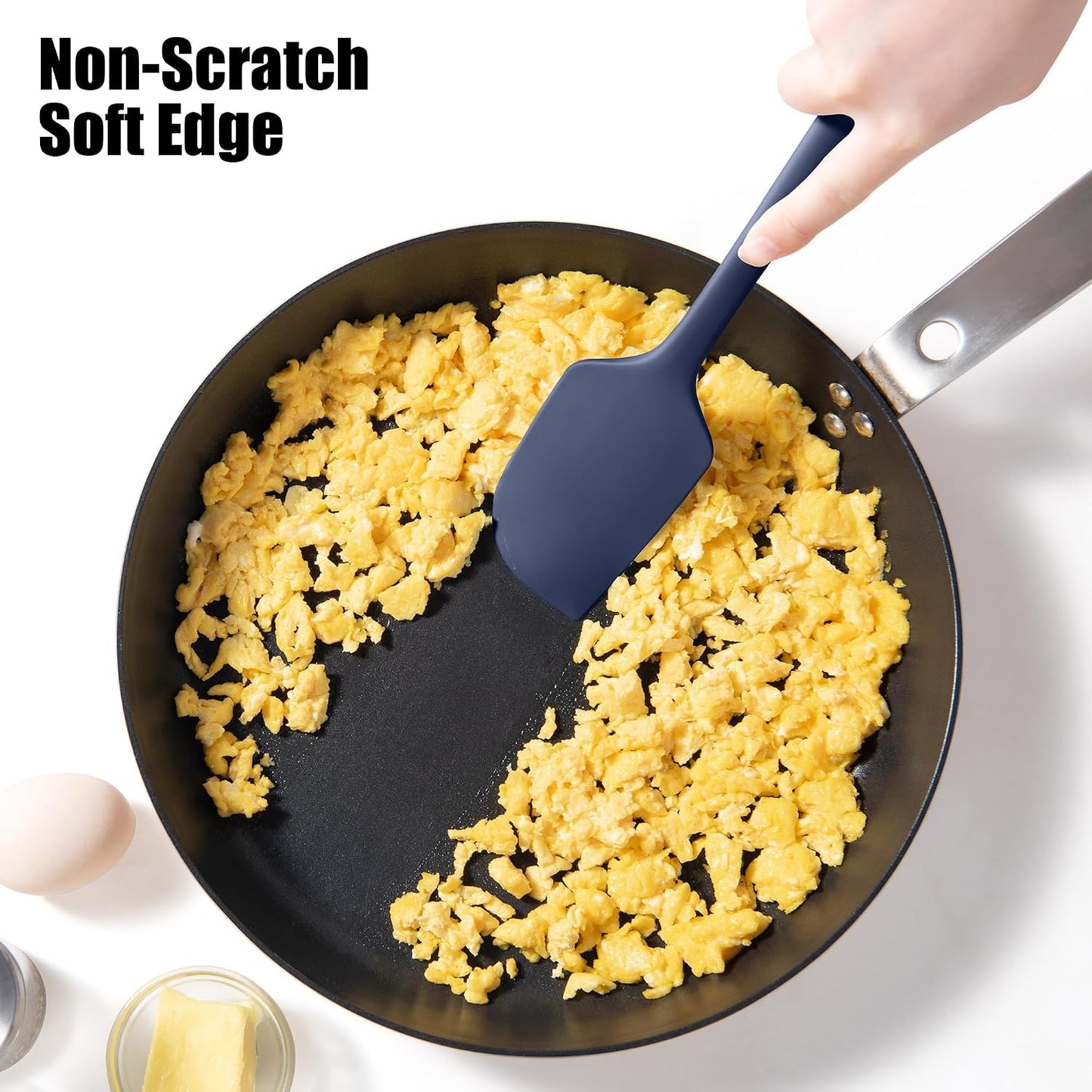 2-Piece Silicone Scraper & Spoon Spatulas: Doosu 600°F Heat Resistant Food Grade BPA Free Rubber Baking Flat Spatula Kitchen Cooking Spoonula for Mixing Scraping Folding Stirring Serving (Aqua Sky)