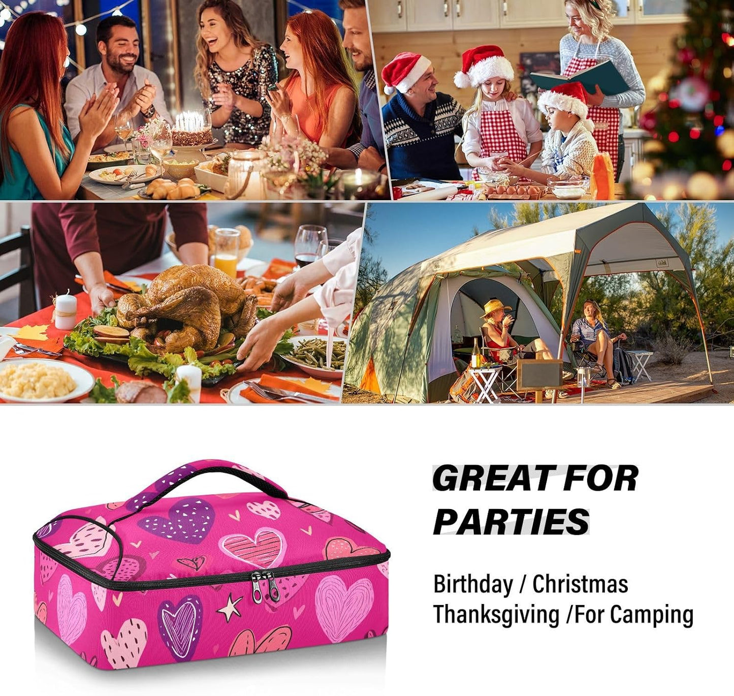 Casserole Carriers for Hot or Cold Food Reusable Casserole Dish Carrier Insulated Thermal Large Capacity Durable Perfect for Party Camping Family Gatherings Yellow Fish - Colors B