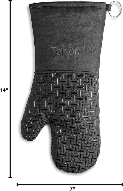 Xlnt Extra Long Oven Mitts (Black) | Teflon EcoElite Water Repellent | Heat Resistant for Oven Cooking, Grill & BBQ | Non Slip Gloves with Teflon EcoElite Finish, Cotton Lining & Hanging Loop