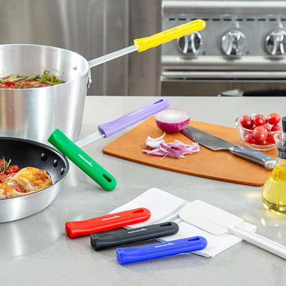 Restaurantware Silicone Pan Handle Cover Set 1-Count Heat-Resistant Removable Pan Handle Grips, Ergonomic Non-Slip Green Handle Protectors for Fry Pans and Sauce Pans