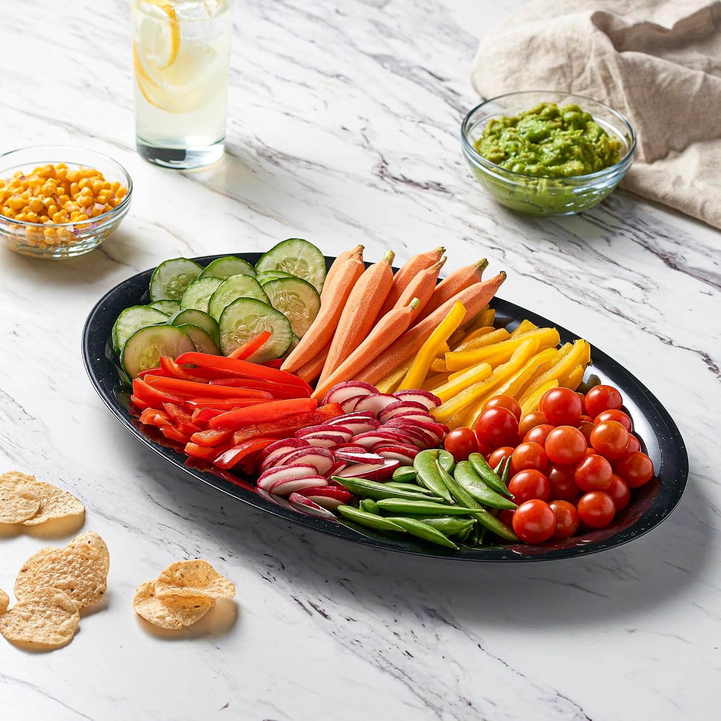 PLASTICPRO Plastic Oval Serving Trays - Serving Platters Oval 11 X 16 Disposable Party Dish Crystal Clear Pack of 4