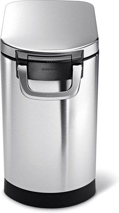 simplehuman 25 Liter, 27 lb / 12.2 kg Medium Pet Food Storage Container for Dog Food, Cat Food, and Bird Feed, Alloy Steel, Matte Black