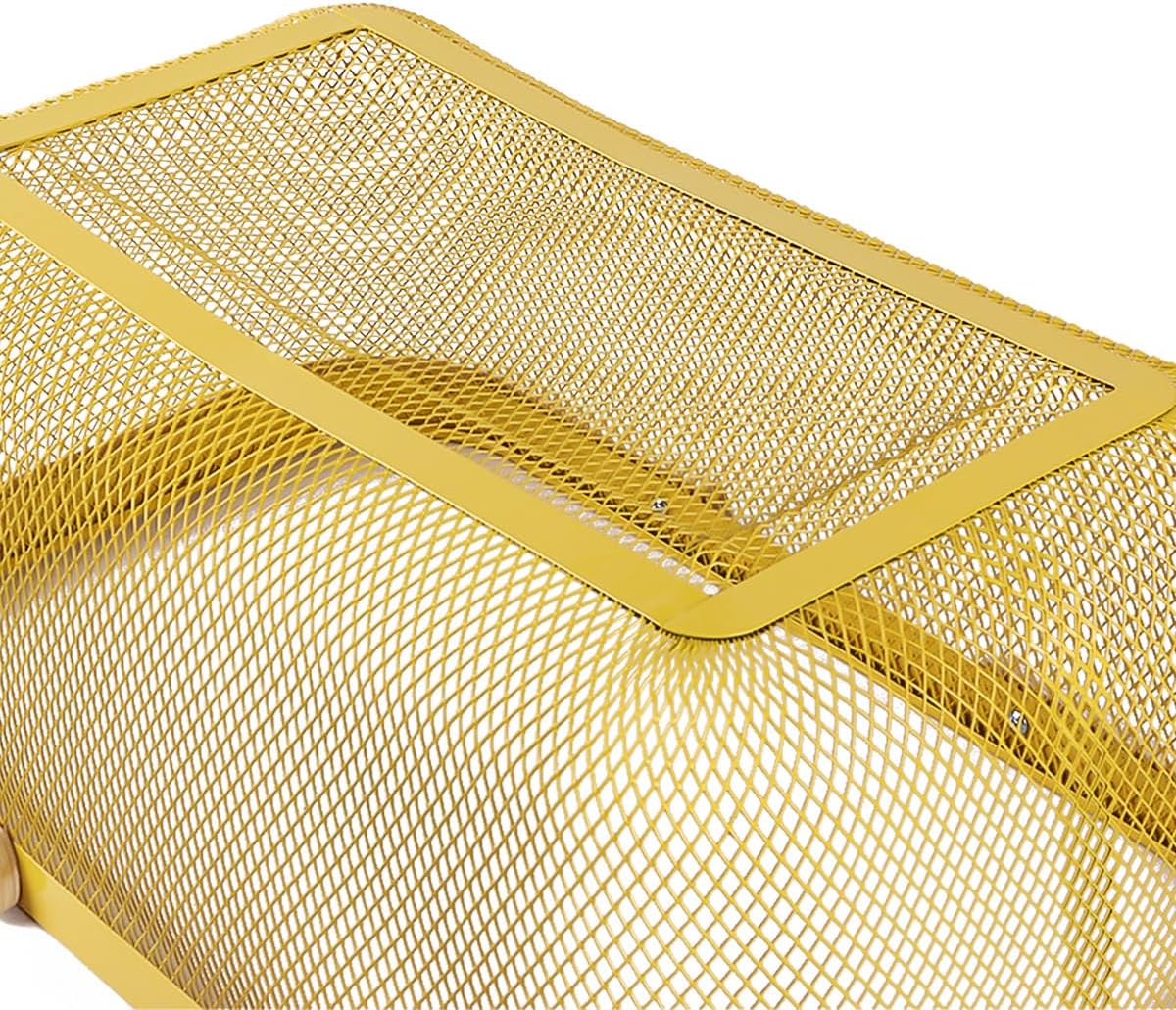 Portable Mesh Harvest Basket - Natural Bamboo Handle Foldable Organizer for Kitchen, Garden & Picnic | Ventilated Storage Bin with Rust-Proof Wire, Space-Saving Farmhouse Decor (Pink)
