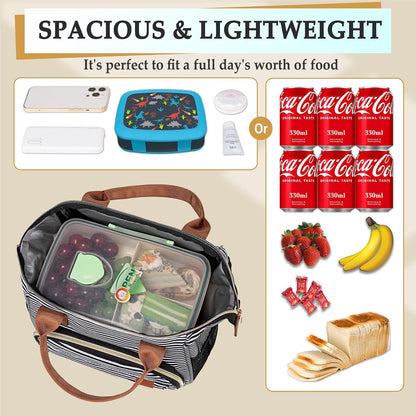 TuErCao Small Lunch Bag Lightweight Insulated Lunch Box for Women Work Portable Soft Cooler for Picnic Travel Road Trips, Loncheras para Mujer, Black