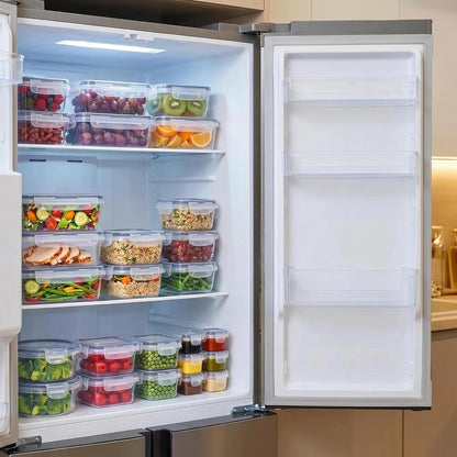 Food Storage Container Set, 50 Piece, Clear Plastic, Airtight Leak-Proof Lids, Meal Prep and Kitchen Organization