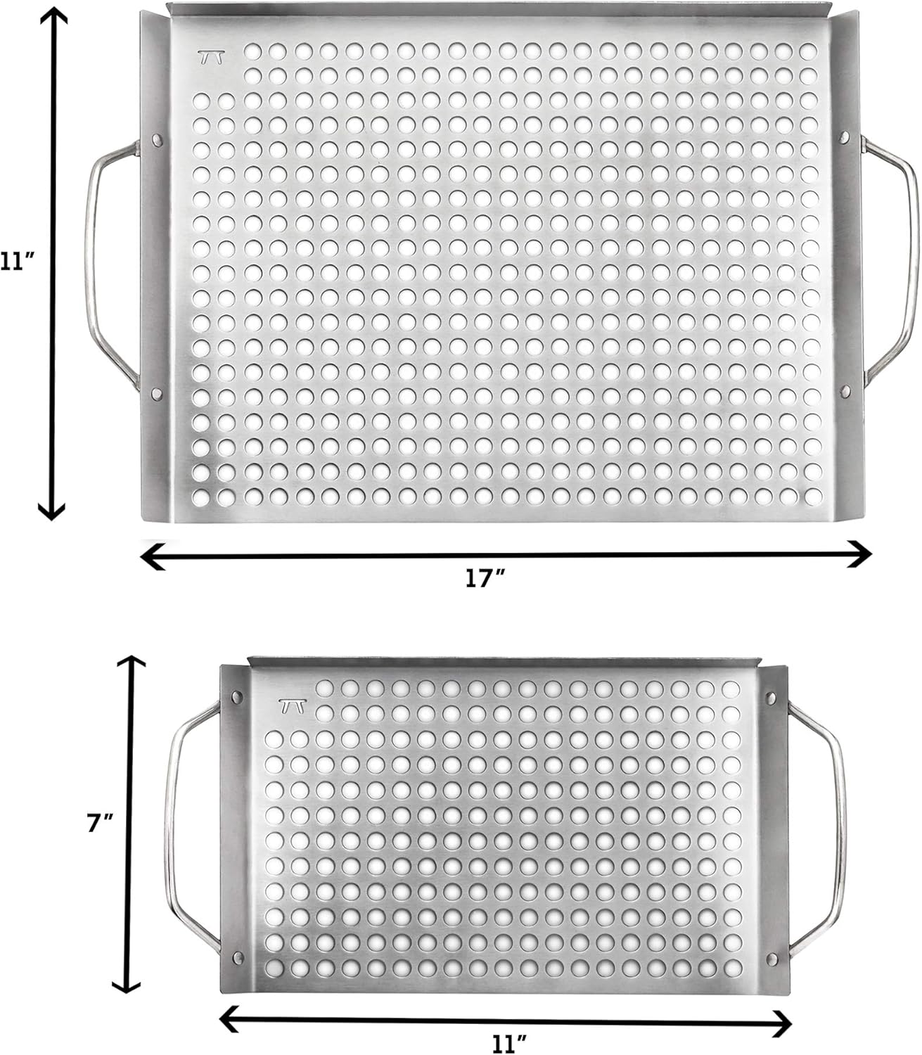 Outset 76631 Stainless Steel Grill Topper Grid, 11"x7" BBQ Pan With Handles