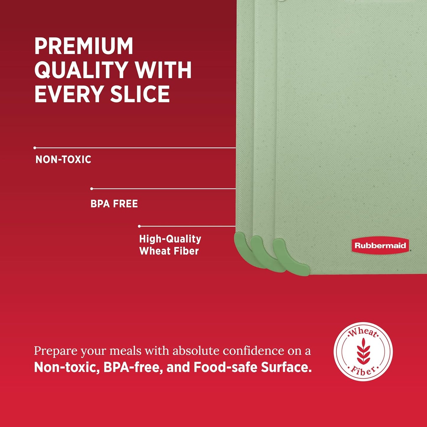 Rubbermaid 3pc Reversible Wheat Fiber Cutting Board Set | Cutting Boards for Kitchen – Dishwasher Safe, Non-Slip Corners, Lightweight & Easy To Store- Large Cutting Board for Meat, Veggies & Fruits