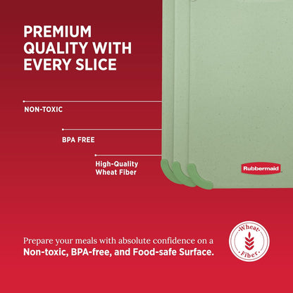 Rubbermaid 3pc Reversible Wheat Fiber Cutting Board Set | Cutting Boards for Kitchen – Dishwasher Safe, Non-Slip Corners, Lightweight & Easy To Store- Large Cutting Board for Meat, Veggies & Fruits
