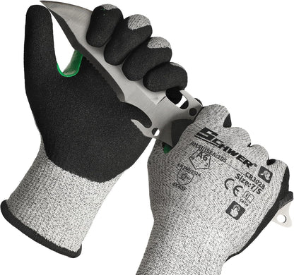 Schwer 2 Pairs A7 Cut Resistant Work Gloves, Touchscreen, CR3027, L