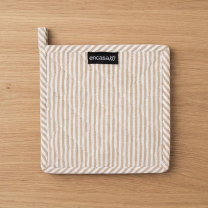 Encasa XO Pot Holders, Quilted Kitchen Hot Pads 8"x8" Black