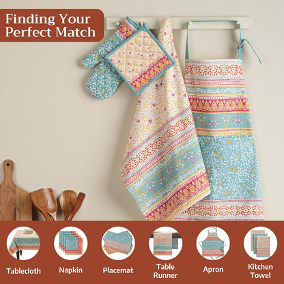 Maison d' Hermine 100% Cotton Oven Mitt & Pot Holder Set (7.5"x13" & 8"x8") - Colors C