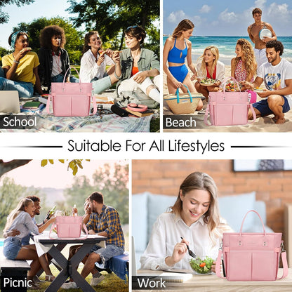 MAXTOP Lunch Bag Women for Work Insulated Thermal Lunch Box for Men with Wide-Open Pocket Reusable Leakproof Cooler Bags with Removable Shoulder Strap for Teacher Nurse Office Picnic Travel Black