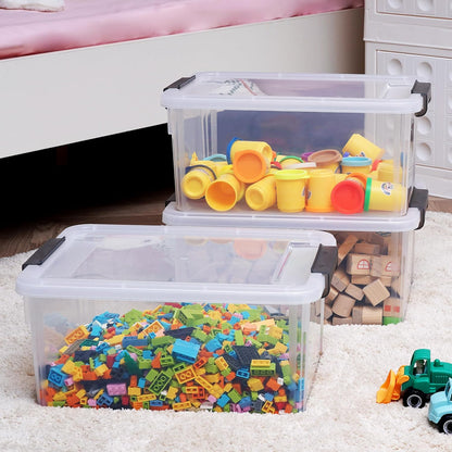 Citylife 32 QT Plastic Storage Bins with Latching Lids Stackable Storage Containers for Organizing Large Clear Storage Box for Garage, Closet, Kitchen, 4 Packs