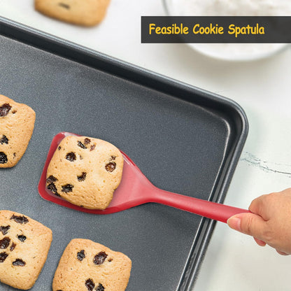 Silicone Spatula Set, 600°F Heat Resistant Silicone Spatula Turner Flipper for Cooking, Non Stick and Non Scratch Kitchen Utensils for Eggs & Pancakes, 4 Pack, Black