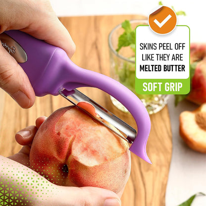 Spring Chef Premium Swivel Vegetable Peeler, Soft Grip Handle and Ultra Sharp Stainless Steel Blades - Perfect Kitchen Peeler For Veggie, Fruit, Potato, Carrot, Apple - Mango