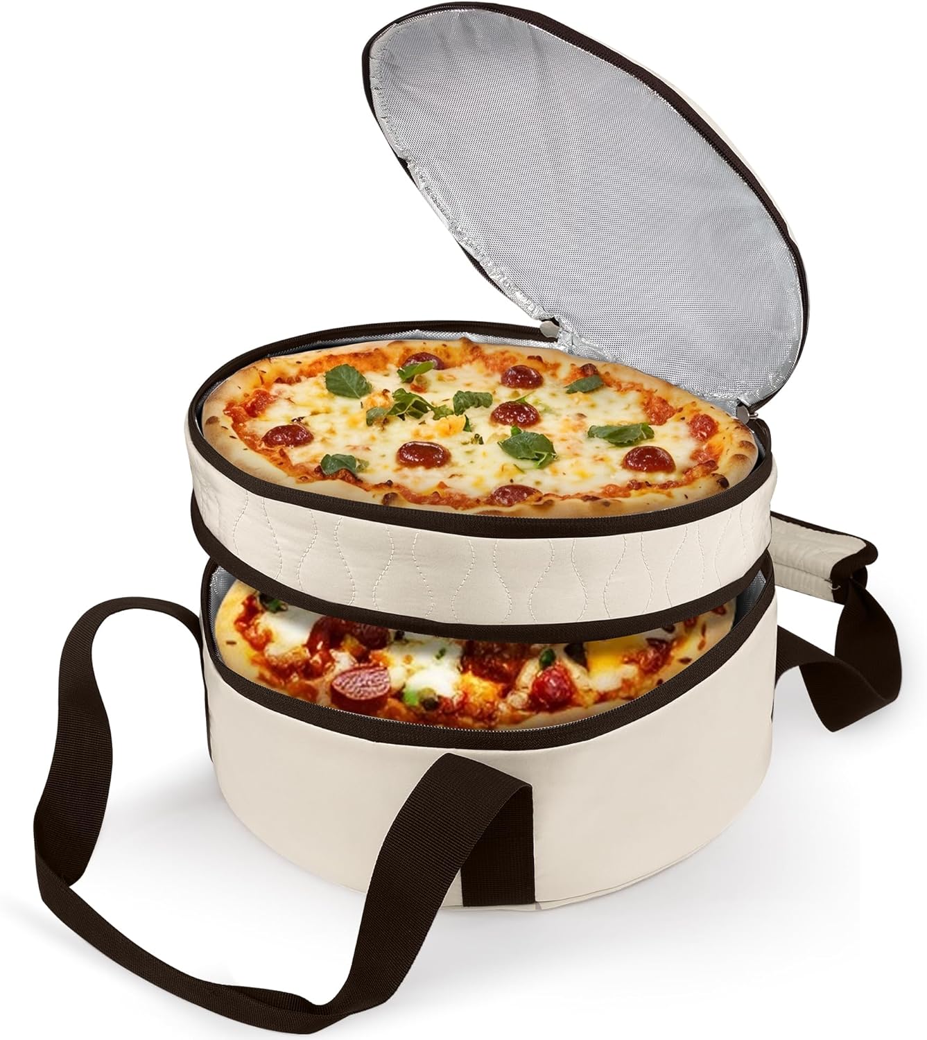 Trunab Round Double Insulated Casserole Carrier, Pie Carriers for Transport, Casserole Dish Carrier Bag for Hot or Cold Food, Wavy Texture, for Camping, Picnics, Party