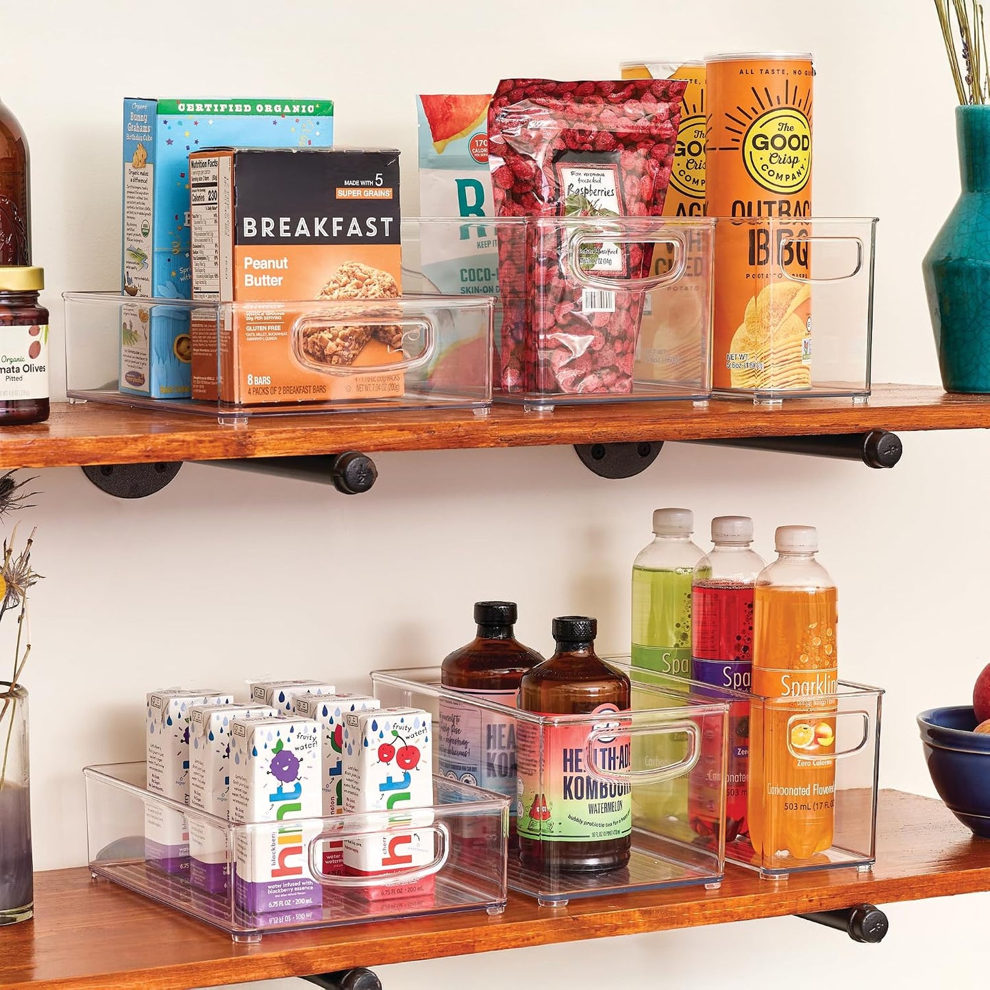 iDesign Stackable Pantry Bins with Handles, 4 Small and 4 Medium Bins, 8 Pack, Clear, Made in USA
