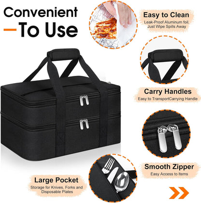 Insulated Casserole Carrier, Portable Casserole Carrier for Hot or Cold Food Lunch Tote Warmer or Cooler Bag, Lasagna Lunch Bag for Potluck Parties- Fits 9" x 13" Baking Dish-Charcoal Grey