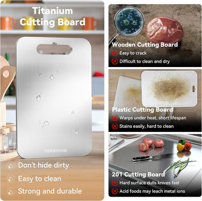 Titanium Cutting Board for Kitchen Set of 3, Cutting Board Double Sided Food Grade, 2026 Upgrade Chopping Boards with Handle for Meats, Fruits, Vegetables, Dishwasher Safe, Ideas Gifts for Mothers Day