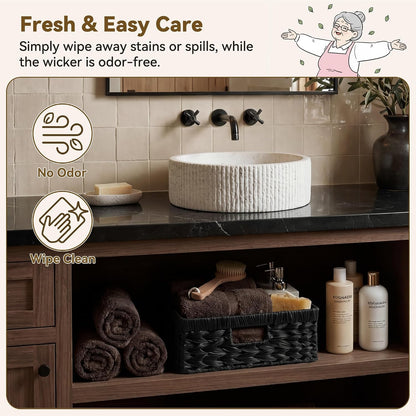 GRANNY SAYS Wicker Storage Baskets for Shelves, Water Hyacinth Basket with Scalloped Edge, Storage Wicker Baskets for Pantry, Large, 2-Pack