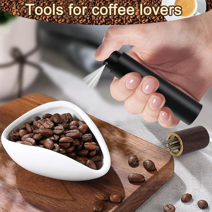 Coffee Bean Dosing Cup and RDT Spray Bottle, Espresso Coffee Stirrer 6 Needles WDT Tool- Coffee Bar Accessories for Coffee Lovers - 3 Pcs