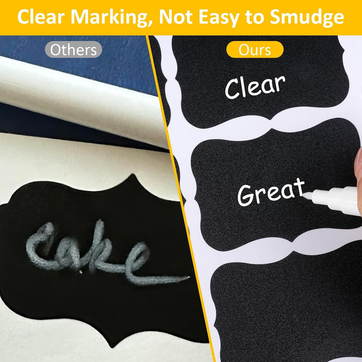 230 Pcs Labels for Jars, 2 Size Waterproof Chalkboard Labels for Food Containers, Storage Bins, Mason Jars, Reusable Blackboard Stickers with 1 Erasable Chalk Marker (Irregular Shape)