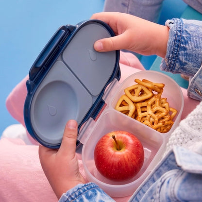 b.box Snack Box 2-Pack - Leak Proof Mini Bento Box for Kids & Toddlers, 2 Compartment Snack Containers for Kids, Dishwasher Safe, BPA-Free, PFAS-Free, Ages 4mo+, 1 3/4 Cup Each (Strawberry + Lilac)