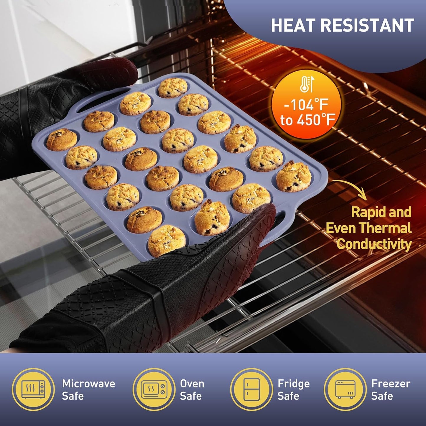 2 Packs 12 Cups Silicone Muffin Pan for Baking with Metal Reinforced Frame Regular Size Cupcake Pan Tray Egg Bites Silicone Cookie Molds Muffin Tin Tart Pans Sheet Set for Oven Dishwasher Safe