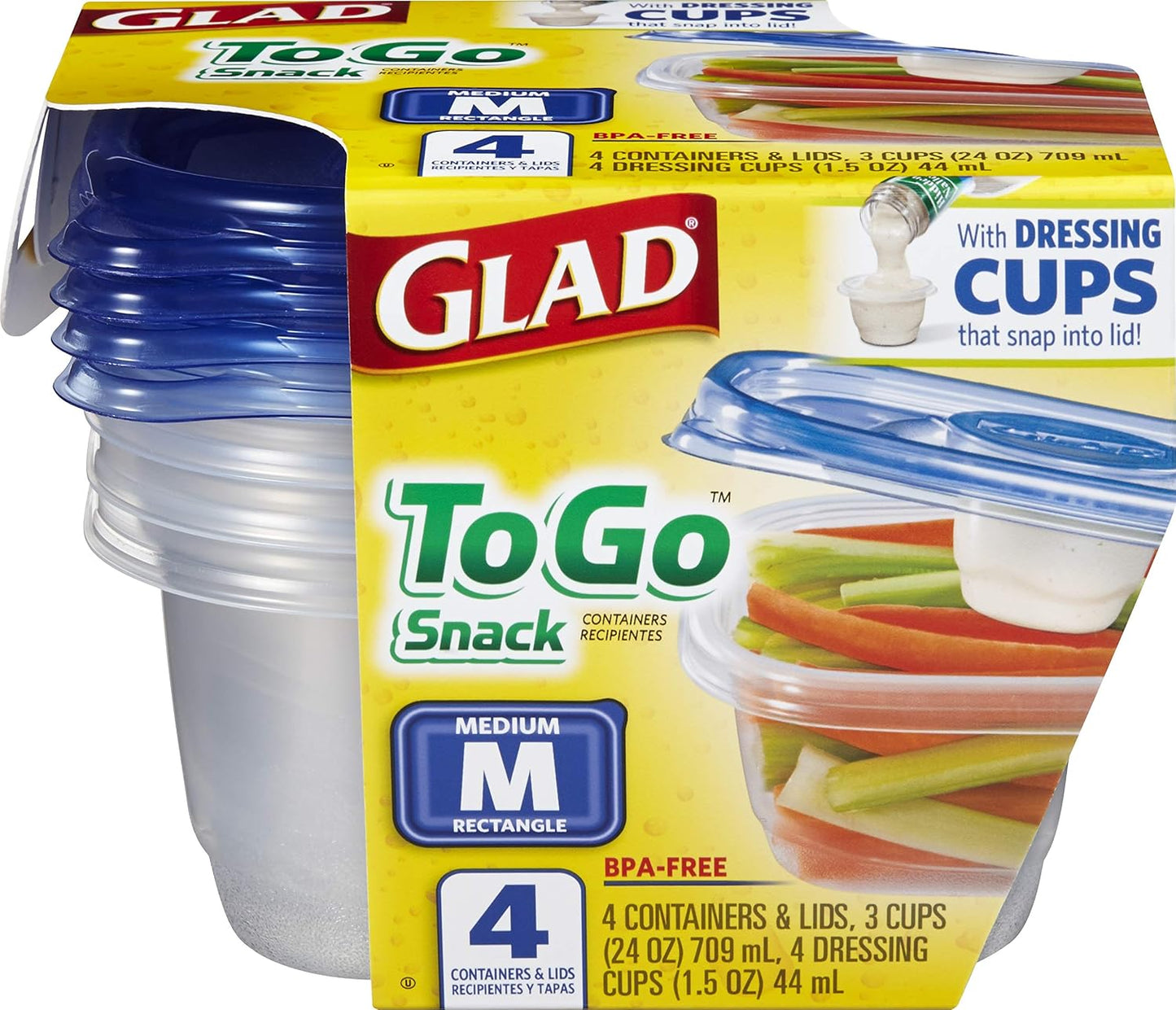 Glad GladWare Tall Entree Food Storage Containers with Lids, Large Square BPA Free Plastic for Meal Prep and Lunches, Lock Tight Seal, Microwave and Dishwasher Safe, 42 Oz, 3 Count