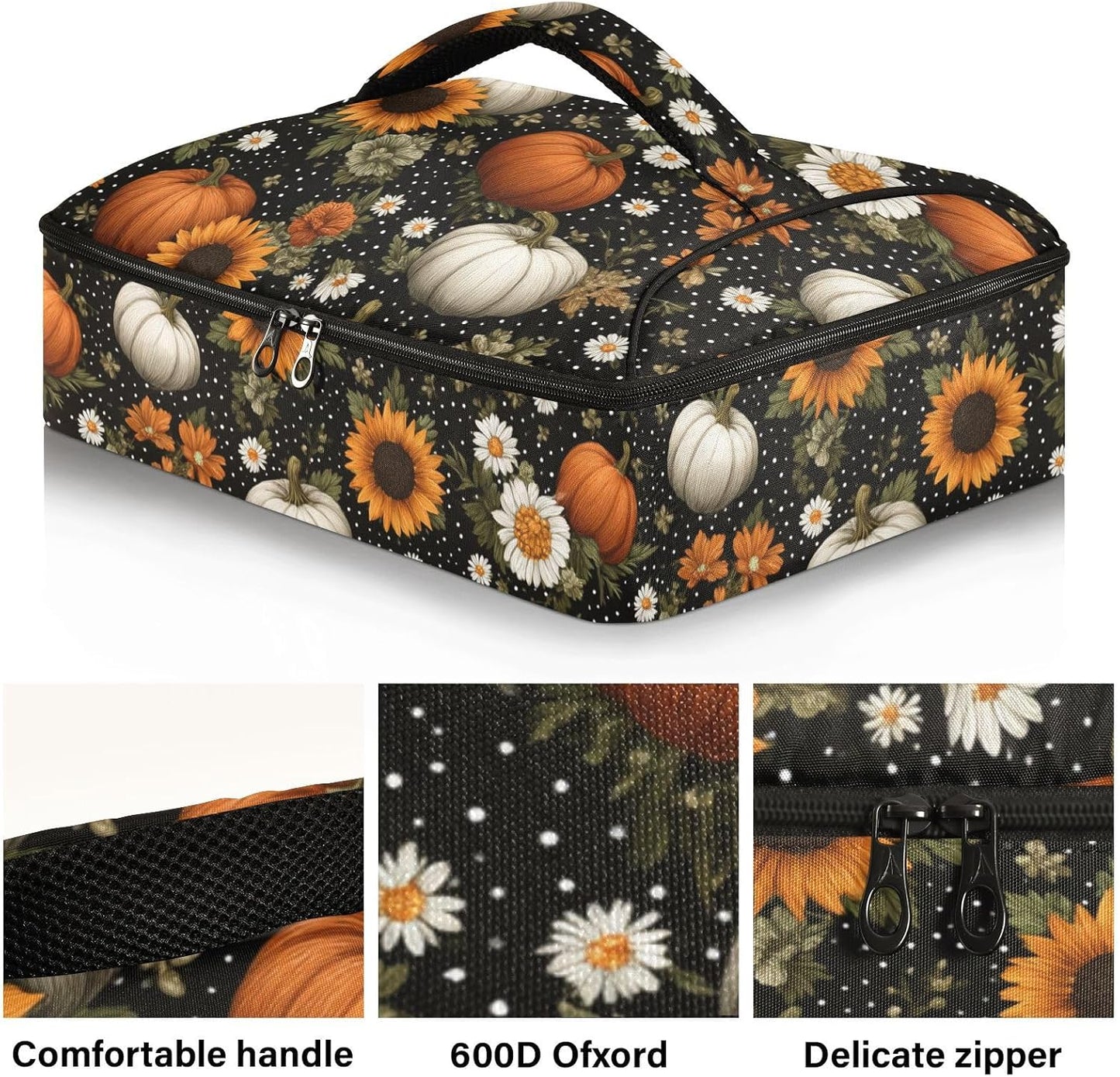 Casserole Carriers for Hot or Cold Food Reusable Casserole Dish Carrier Insulated Thermal Large Capacity Durable Perfect for Party Camping Family Gatherings Yellow Fish - Colors B