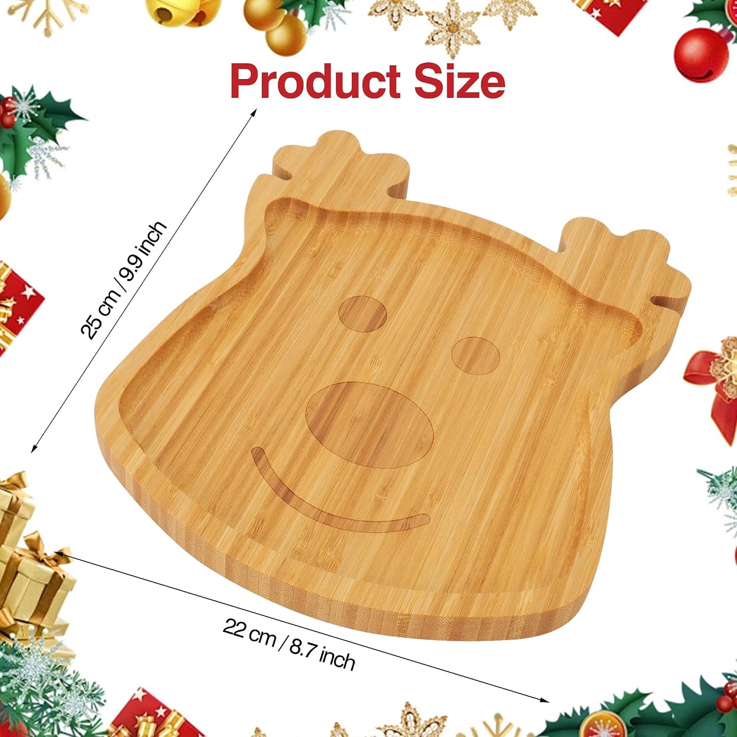 Divided Wood Serving Tray, Rectangular Tray Chip and Dip Platter, Serving Tray with 5 Sections for Appetizers & Snacks, Veggie Platter, Food Trays for Party 12'' x 8.7'' x 0.6''