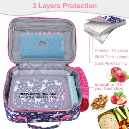 RHCPFOVR Kids Lunch Bag - Insulated Lunch Box for Boys Girls,Washable Lunch Bag and Reusable Toddler Leak-proof Lunchbox for School and Daycare - Colors B
